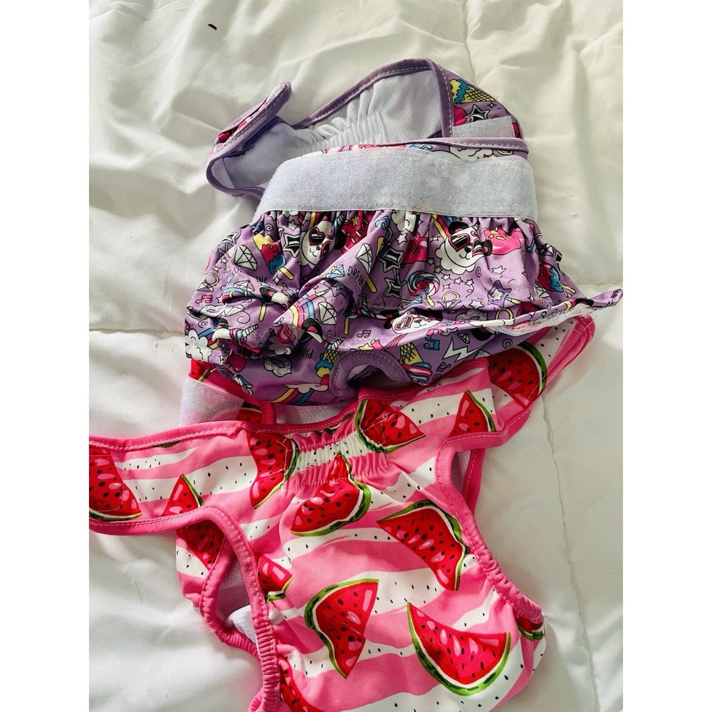 2 Pack Washable Female‎ Dog Diapers Reusable Size Medium PINK/PURPLE